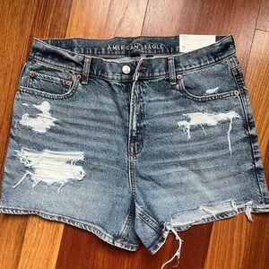 American Eagle Outfitters Blue Distressed Jean Shorts